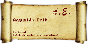 Argyelán Erik névjegykártya