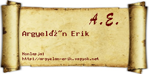 Argyelán Erik névjegykártya